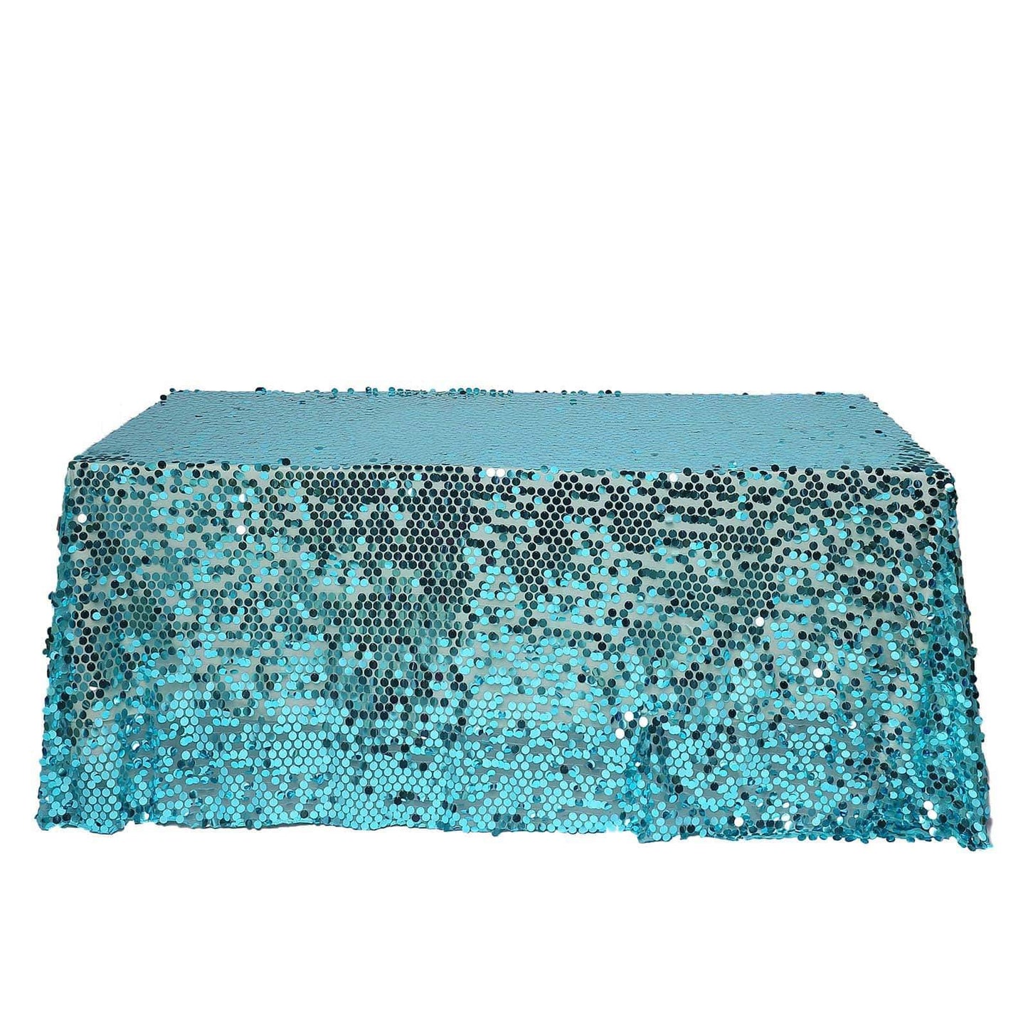 Sequin 90"x132" Rectangle Tablecloth Turquoise - Seamless Big Payette Table Cover