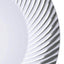 10-Pack Plastic 9" Round Dinner Plates White with Silver Swirl Rim - Disposable Party Plates