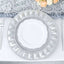 6-Pack Plastic Round Charger Plates 13" in Silver with Bejeweled Rim, Luxe Decorative Dinner Party Charger Tableware