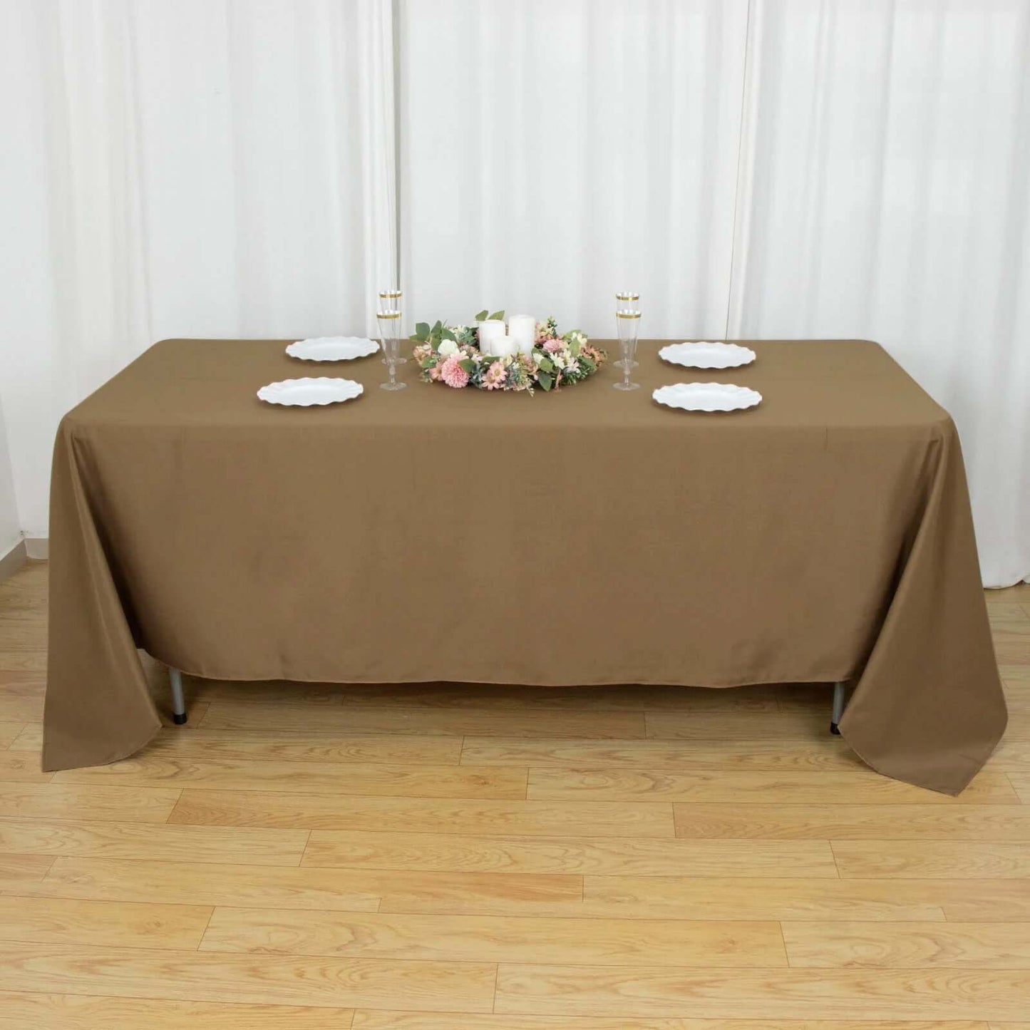Polyester 72"x120" Rectangle Tablecloth Taupe - Durable and Stylish Table Cover