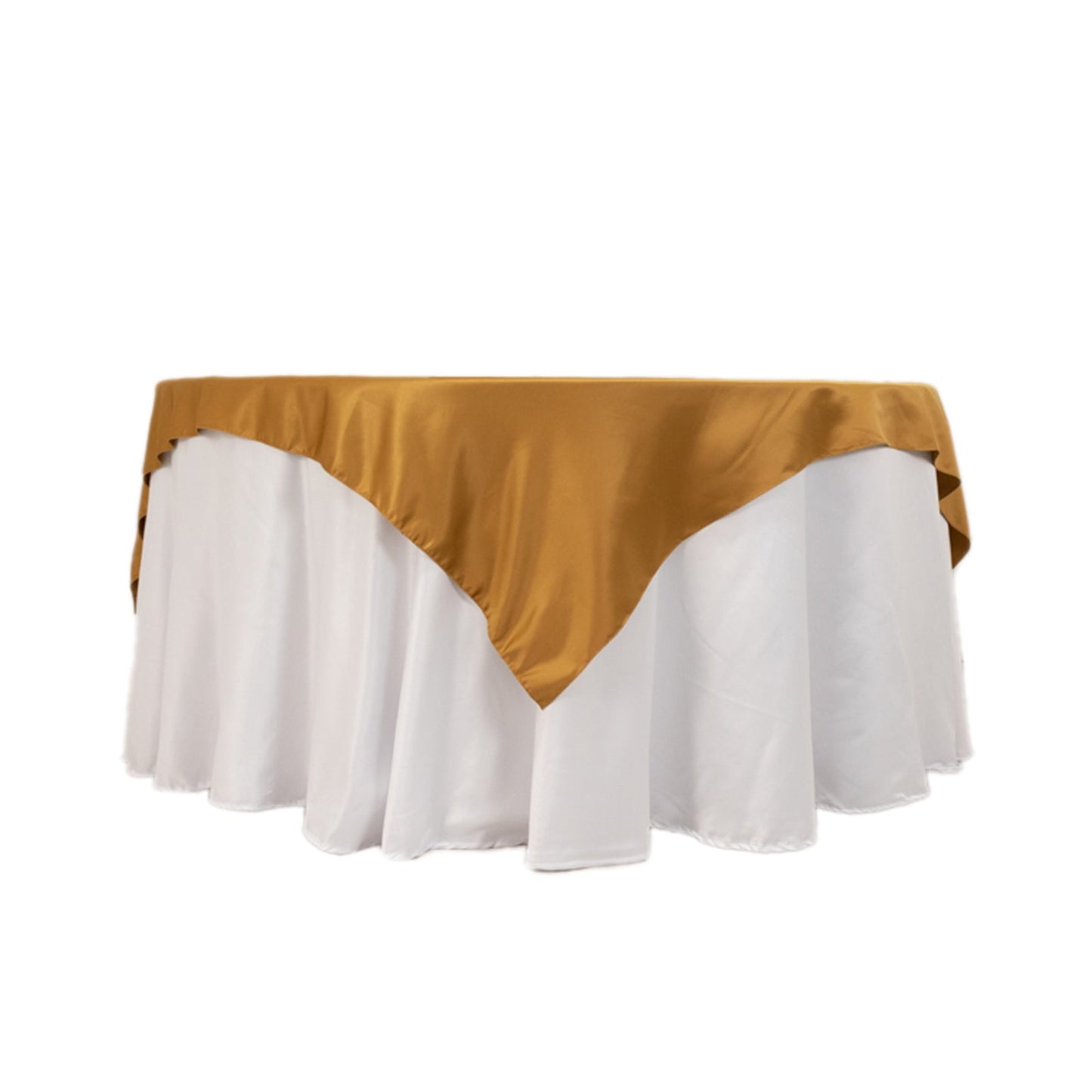 Lamour Satin 72"x72" Table Overlay Square Tablecloth Gold - Smooth Finish for Luxurious Events