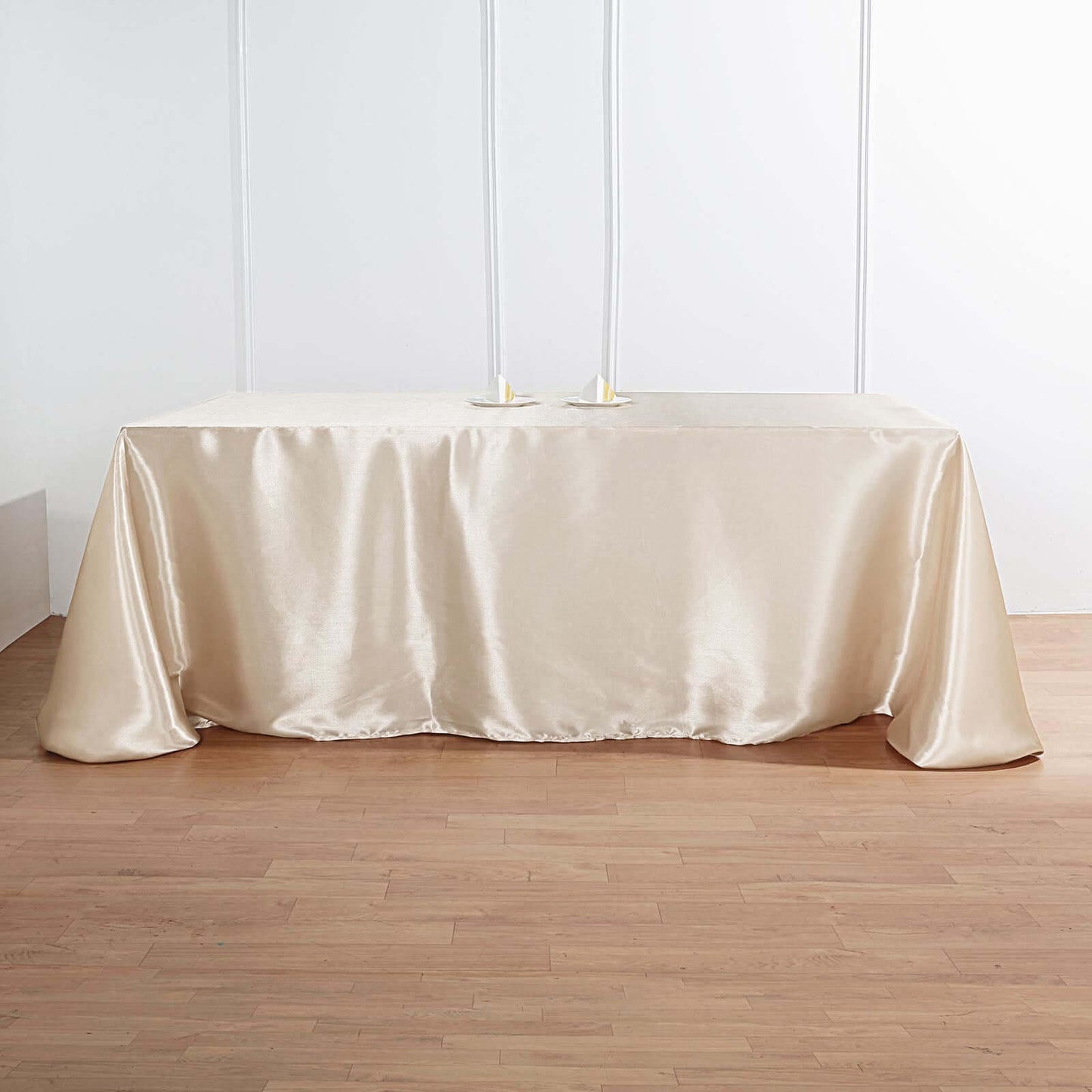 Satin Rectangular 90"x156" Tablecloth Beige - Seamless Table Cover
