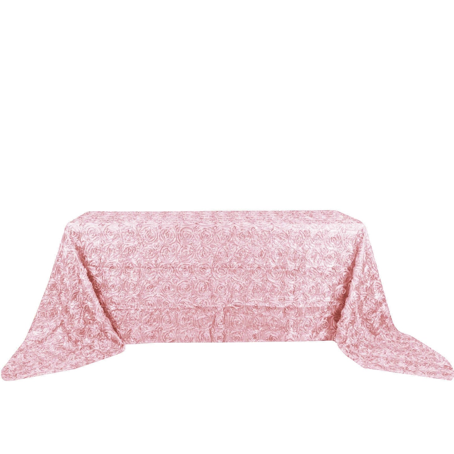 Satin 90"x156" Rectangle Tablecloth Blush - Grandiose 3D Rosette Table Cover with Seamless Finish
