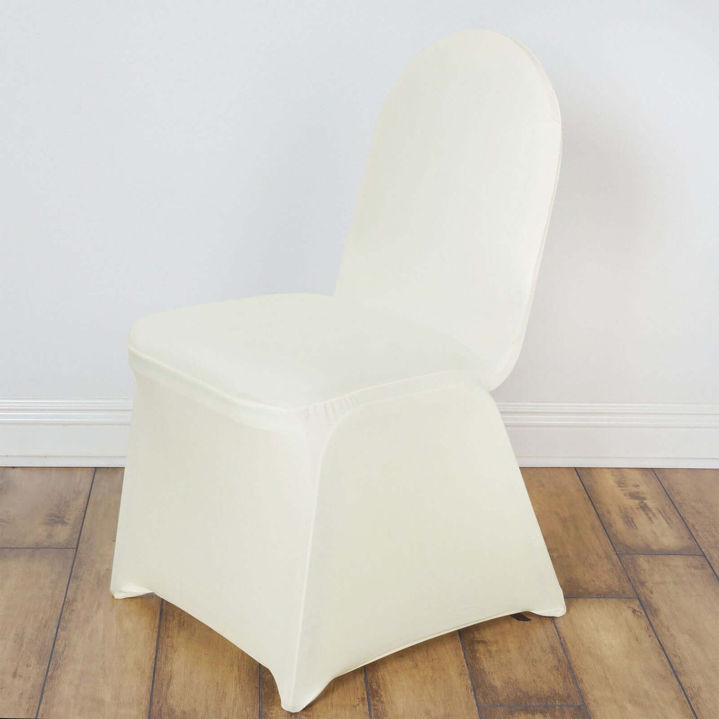 Spandex Chair Cover for Banquet Chairs Ivory - Stretch 160GSM Fabric with Slip-On Slipcover