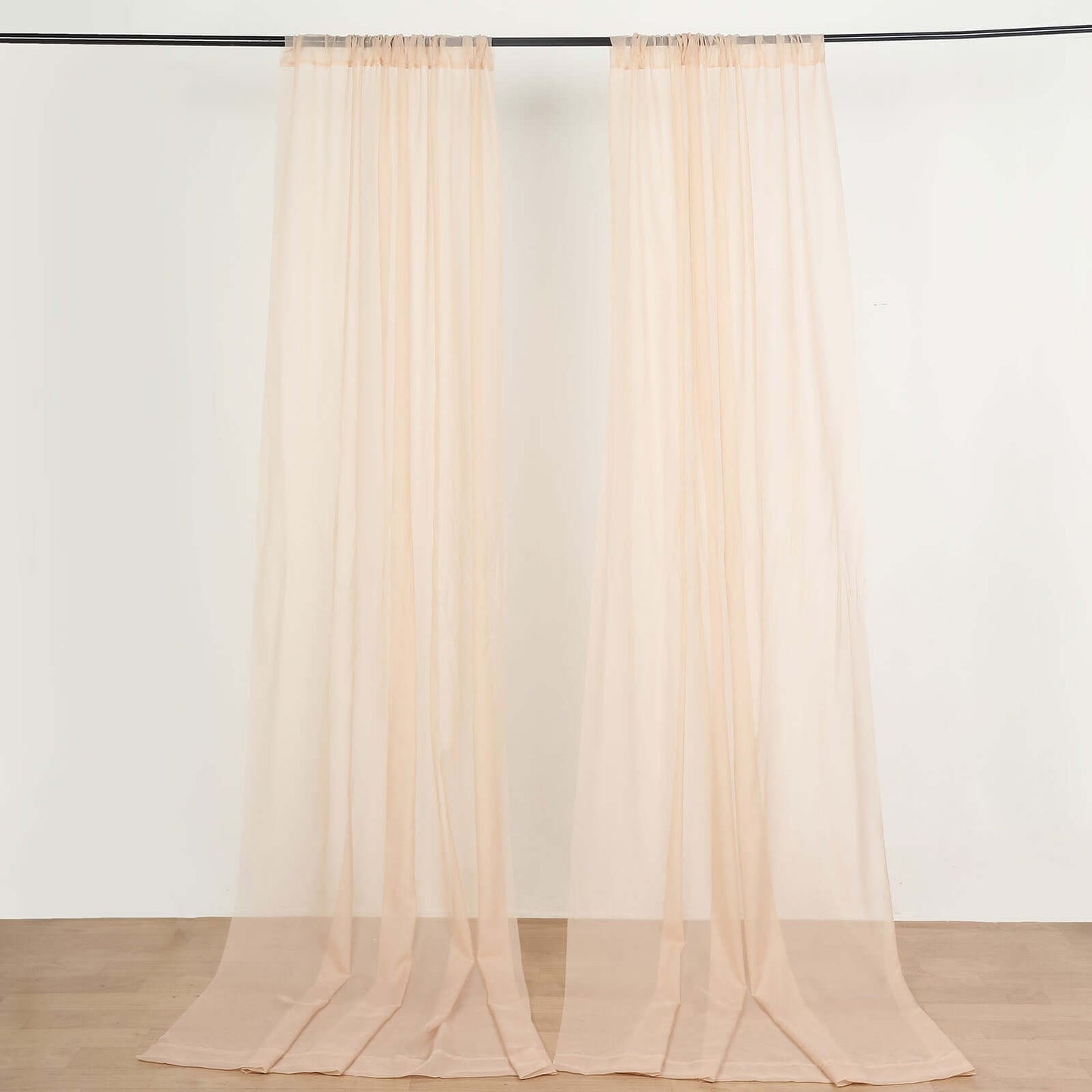 2 Pack Nude Sheer Chiffon Event Curtain Drapes, Durable Flame Resistant Organza Backdrop Event Panels With Rod Pockets - 10ftx10ft