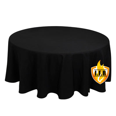 Fire Retardant Premium Polyester 108’’ Round Tablecloth Black - Stylish High-Performance Table Cover for Large