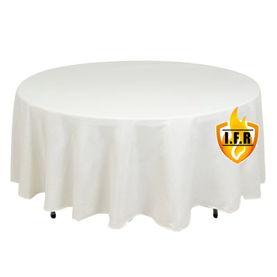 Fire Retardant Premium Polyester 108’’ Round Tablecloth Ivory - High-Performance Table Cover - Tablecloths