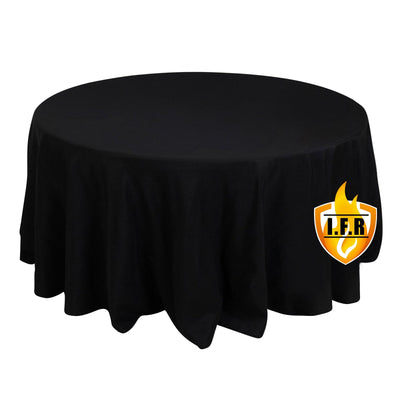 Fire Retardant Premium Polyester 120’’ Round Tablecloth Black - High-Performance Seamless Table Cover - Tablecloths