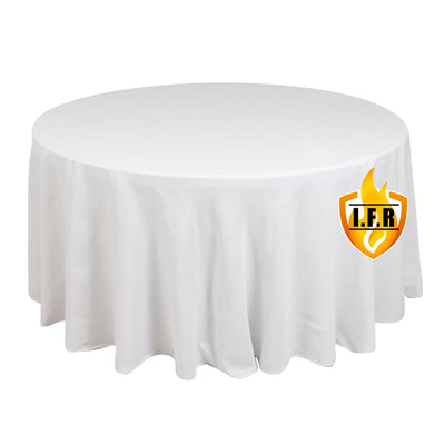 Fire Retardant Premium Polyester 120’’ Round Tablecloth White - Stylish High-Performance Seamless Table Cover for Large