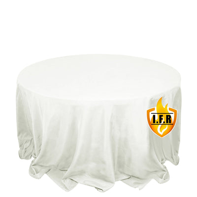 Fire Retardant Premium Polyester 132’’ Round Tablecloth Ivory - High-Performance Seamless Table Cover - Tablecloths