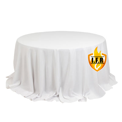 Fire Retardant Premium Polyester 132’’ Round Tablecloth White - Stylish High-Performance Table Cover for Large