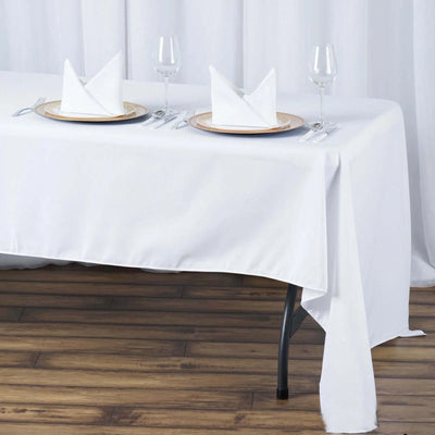 Fire Retardant Premium Polyester 60’’x126’’ Rectangular Tablecloth White - Stylish High-Performance Table Cover