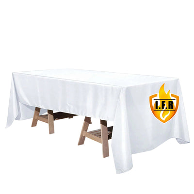 Fire Retardant Premium Polyester 60’’x126’’ Rectangular Tablecloth White - Stylish High-Performance Table Cover