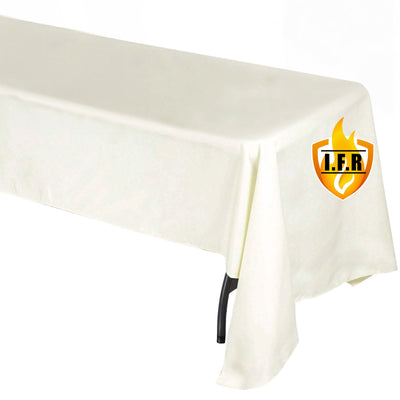 Fire Retardant Premium Polyester 60’’x126’’ Rectangular Tablecloth Ivory - High-Performance Table Cover - Tablecloths