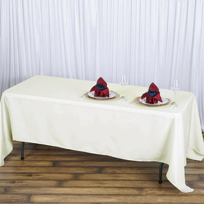 Fire Retardant Premium Polyester 72’’x120’’ Rectangular Tablecloth Ivory - High-Performance Table Cover - Tablecloths