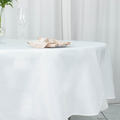 Fire Retardant Premium Polyester 90’’ Round Tablecloth White - Stylish High-Performance Table Cover for Large