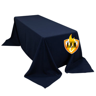 Fire Retardant Premium Polyester 90’’x132’’ Rectangular Tablecloth Navy Blue - High-Performance Seamless Table Cover