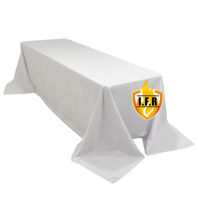 Fire Retardant Premium Polyester 90’’x156’’ Rectangular Tablecloth White - Stylish High-Performance Seamless Table