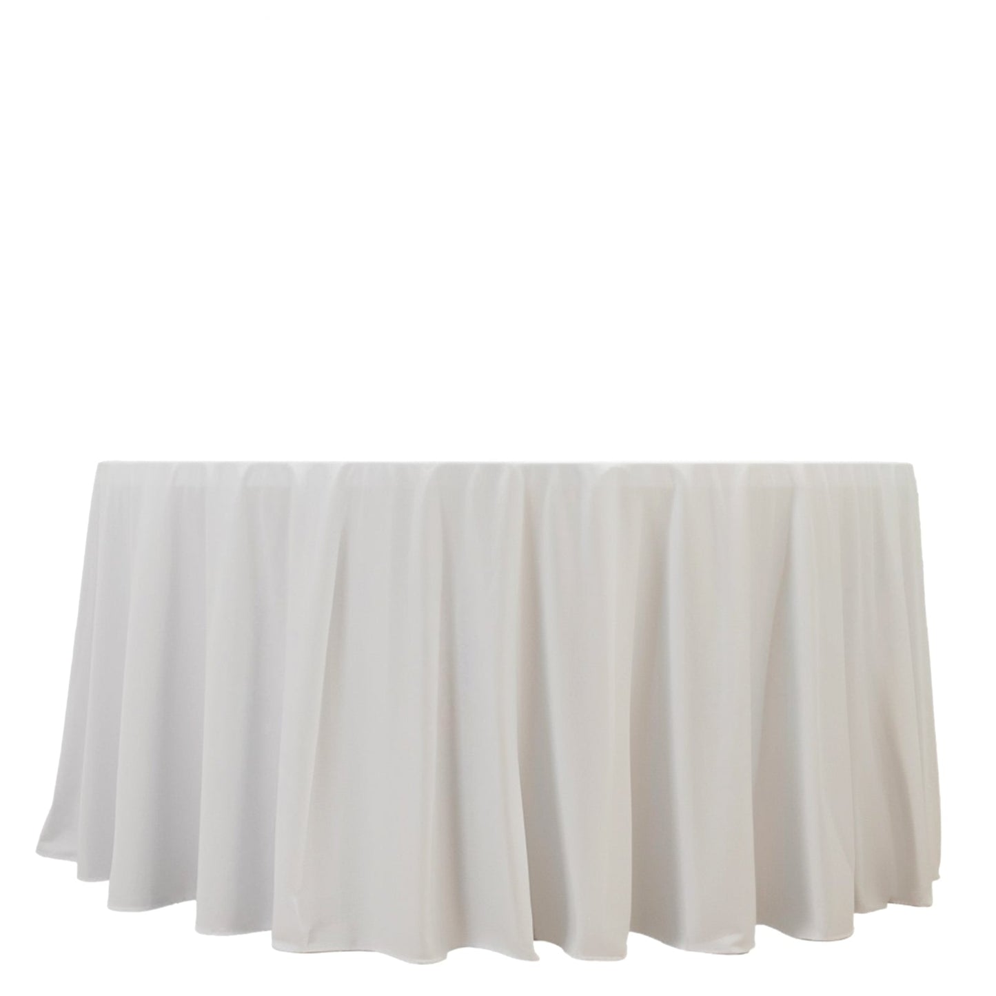 Fire Retardant Scuba Tablecloth â€“ 120’’ Round White Wrinkle Free Stain Resistant Seamless Polyester Cover