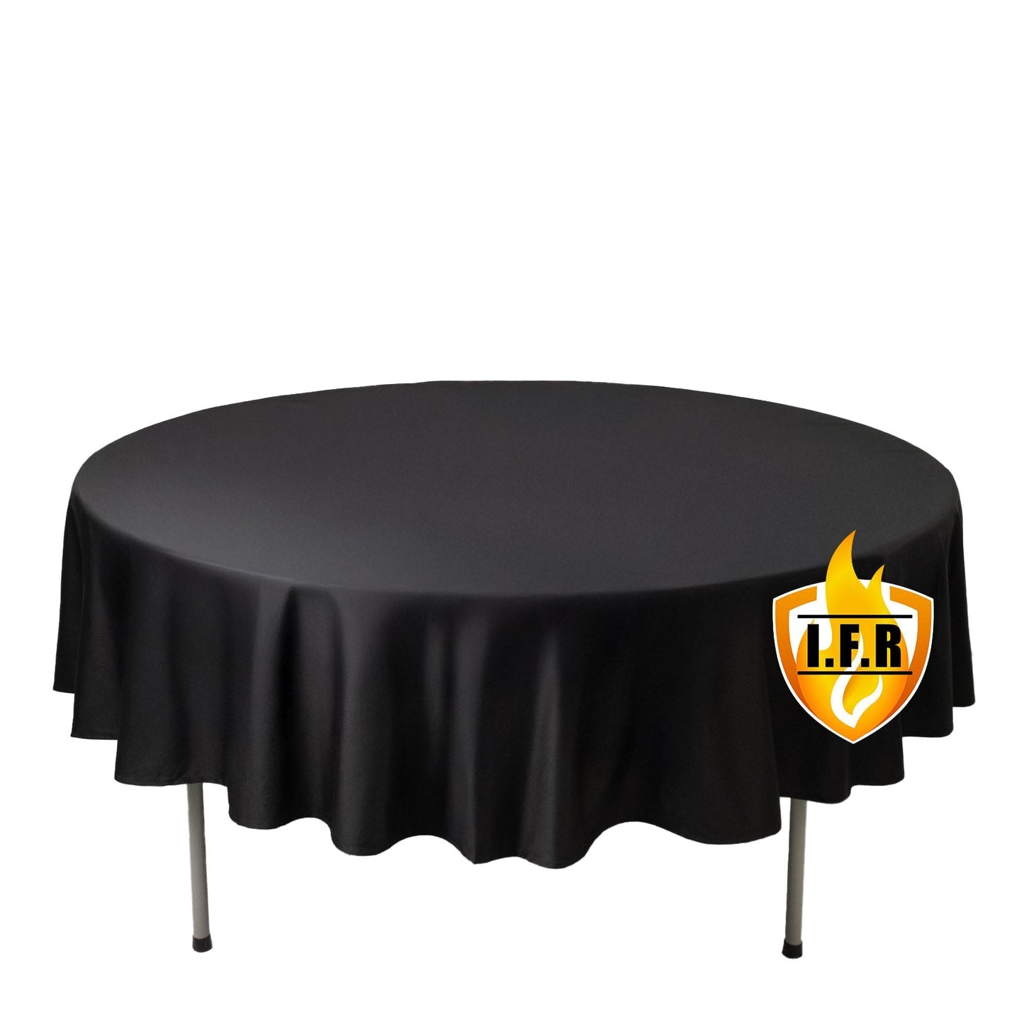 Fire Retardant Scuba Tablecloth â€“ 90’’ Round Black Wrinkle Free Stain Resistant Polyester Cover - Tablecloths