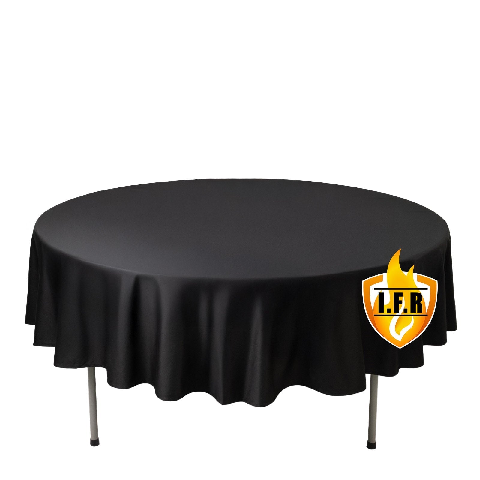 Fire Retardant Scuba Tablecloth â€“ 90’’ Round Black Wrinkle Free Stain Resistant Polyester Cover - Tablecloths