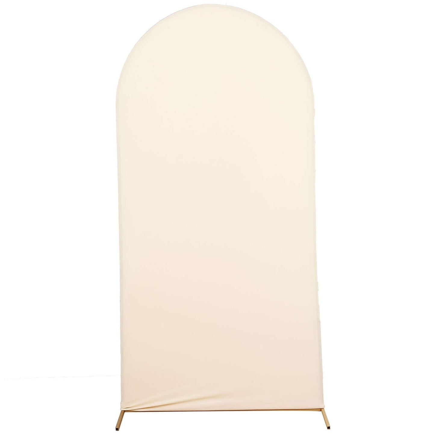 7ft Matte Beige Spandex Fitted Chiara Backdrop Stand Cover For Round Top Wedding Arch