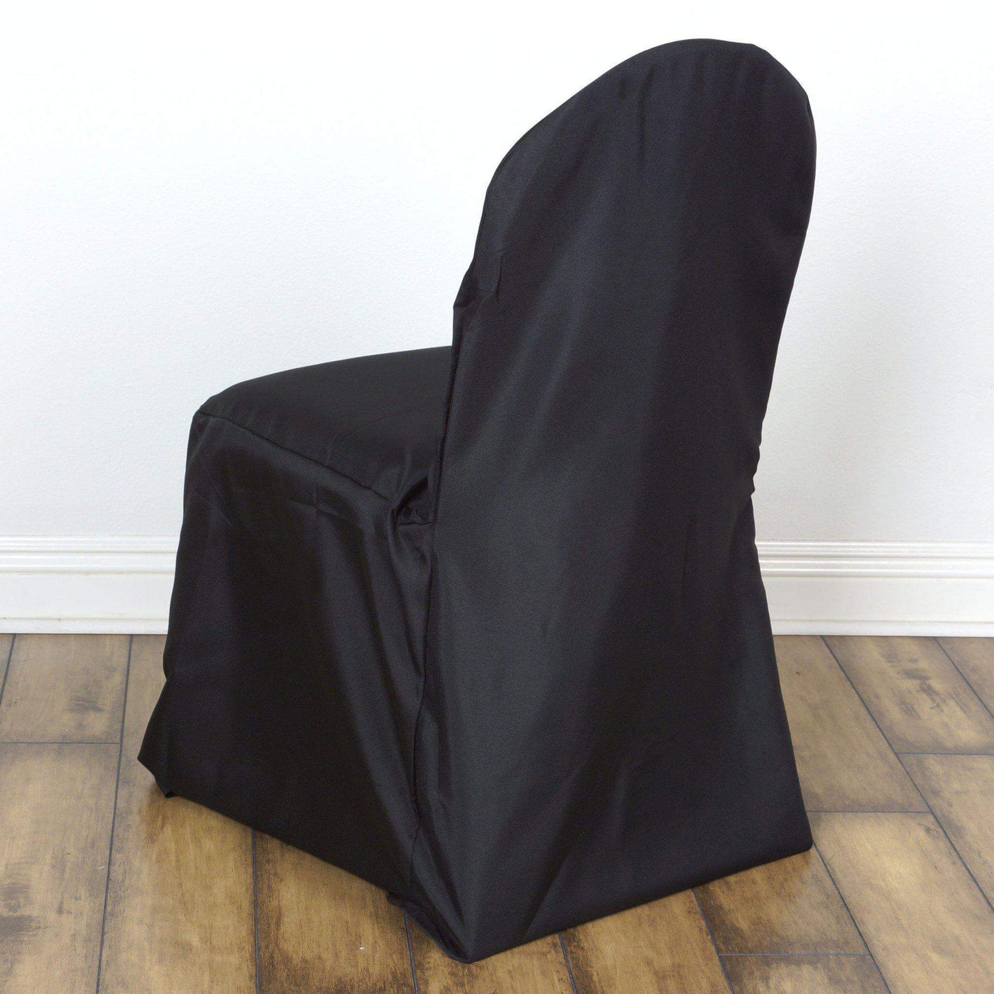 Polyester Slip On Banquet Chair Covers Black - Stain-Resistant Reusable Durable Fabric