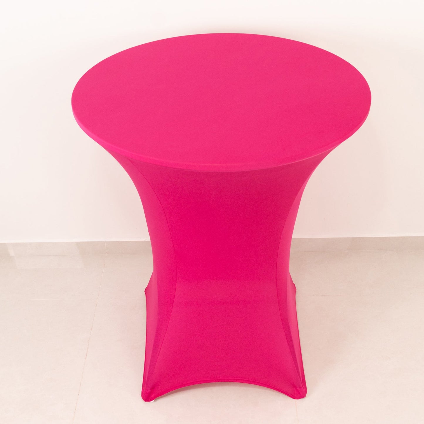 Spandex 36" Round Cocktail Table Cover Fuchsia - Easy to Maintain Stretch Fitted Highboy Tablecloth