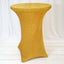 Metallic Spandex 36" Fitted Glitter Round Cocktail Table Cover Gold - Polished Stretch Fit for High Top Tables
