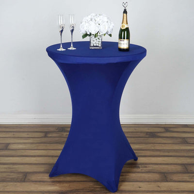 Spandex 30" Round Cocktail Table Cover Royal Blue - Easy to Maintain Stretch Fitted Highboy Tablecloth