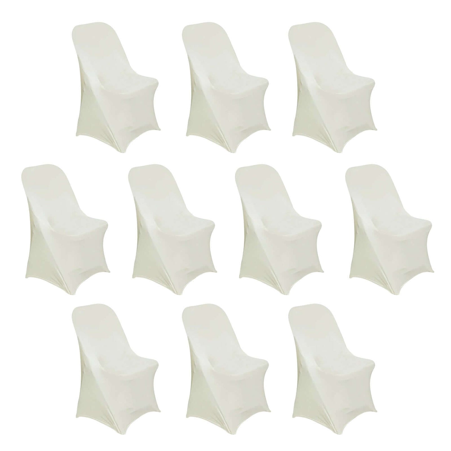 10 Pack Stretch Spandex Chair Covers Ivory for Folding Chairs - Durable 160GSM Fitted Slipcovers