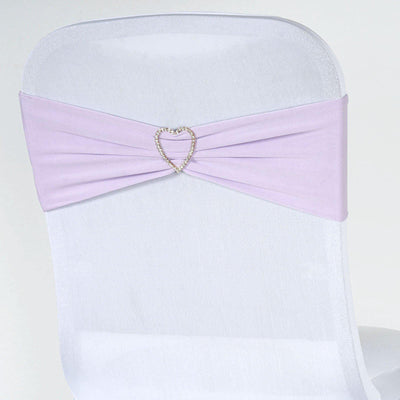 5 Pack Stretch Spandex Chair Sashes Lavender Lilac - Fitted Finish Two Ply Heavy Duty Chair Bands 5"x12"