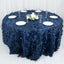 Taffeta 132" Round Tablecloth Navy Blue | 3D Leaf Petal Design Seamless Table Cover