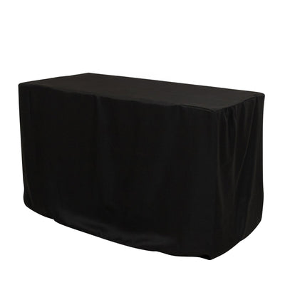 Fitted Polyester 48’’x24’’x30’’ Rectangle Tablecloth Black - Durable and Sleek for Events - Tablecloths