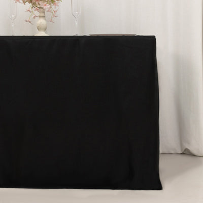 Fitted Polyester 48’’x24’’x42’’ Rectangle Tablecloth Black - Snug Fit for Elevated Tables - Tablecloths