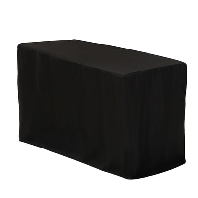 Fitted Polyester 48"x24"x42" Rectangle Tablecloth Black - Snug Fit for Elevated Tables