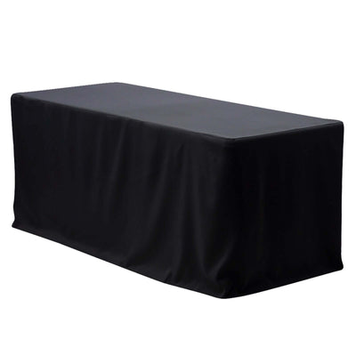 Fitted Polyester 48’’x30’’ Rectangle Tablecloth Black - Durable Table Cover - Tablecloths