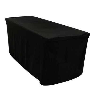 Fitted Polyester 72’’x24’’x30’’ Rectangle Tablecloth Black - Perfect Fit for Special Size Tables - Tablecloths