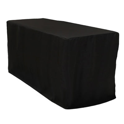Fitted Polyester 72’’x24’’x42’’ Rectangle Tablecloth Black - Secure Fit for Elevated Tables - Tablecloths