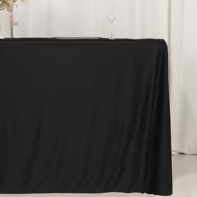Fitted Polyester 72’’x24’’x42’’ Rectangle Tablecloth Black - Secure Fit for Elevated Tables - Tablecloths