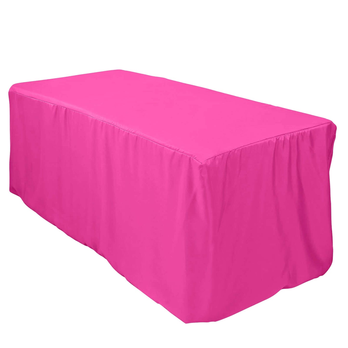 Fitted Polyester 72"x30" Rectangle Tablecloth Fuchsia - Durable Table Cover