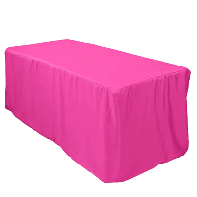 Fitted Polyester 72"x30" Rectangle Tablecloth Fuchsia - Durable Table Cover