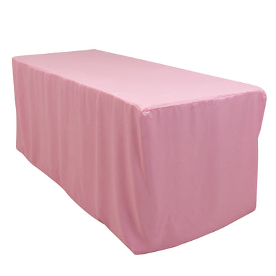Fitted Polyester 72’’x30’’ Rectangle Tablecloth Pink - Durable and Easy to Maintain Table Cover - Tablecloths