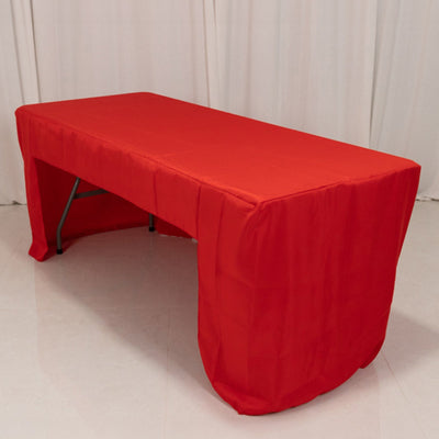 Fitted Polyester 72’’x30’’ Rectangle Tablecloth Red with Open Back Design - Easy to Maintain and Wrinkle-Resistant