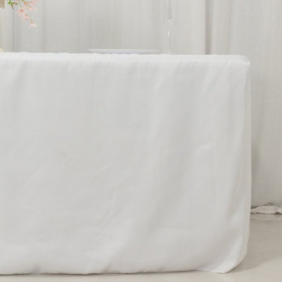 Fitted Polyester 72’’x30’’ Rectangle Tablecloth White with Open Back Design - Easy to Maintain and Wrinkle-Resistant