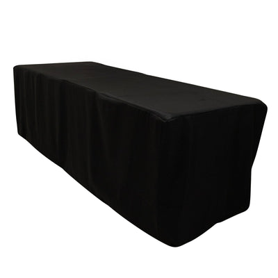 Fitted Polyester 96’’x24’’x30’’ Rectangle Tablecloth Black - Secure Fit for Unique Table Sizes - Tablecloths