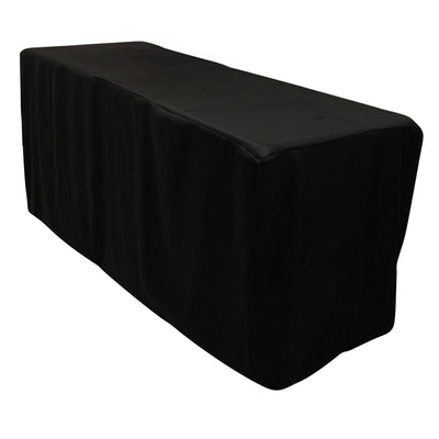 Fitted Polyester 96’’x24’’x42’’ Rectangle Tablecloth Black - Durable Fit for Elevated Tables - Tablecloths