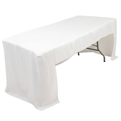 Fitted Polyester 96’’x30’’ Rectangle Tablecloth White with Open Back Design - Easy to Maintain and Wrinkle-Resistant