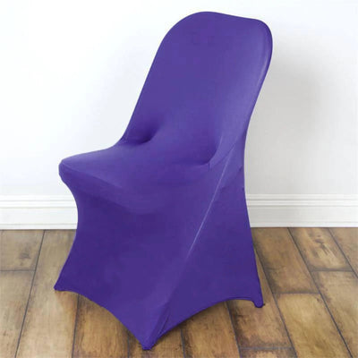 10 Pack Stretch Spandex Chair Covers Purple for Folding Chairs - Durable 160GSM Fitted Slipcovers