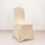 Spandex Chair Cover with Silver Rhinestone Buckled Sash Band Beige - Stretch Fitted Slipcover